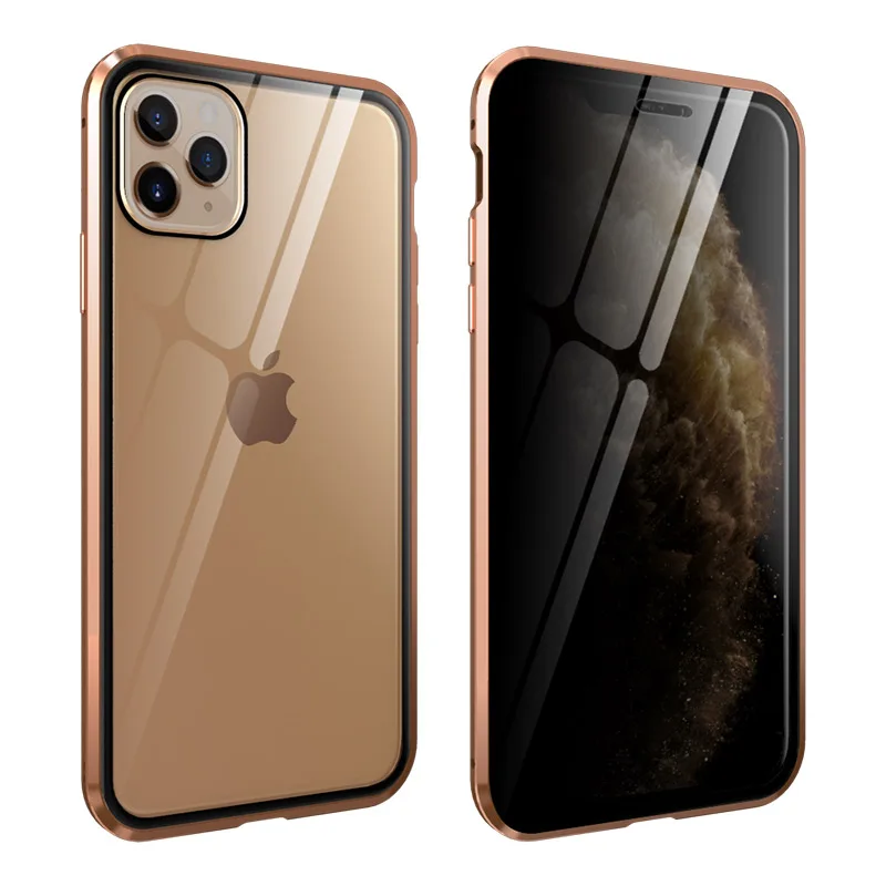Противоударный и прозрачный чехол из закаленного стекла для Apple iPhone 11 Pro Max Роскошный Алюминиевый металлический чехол для iPhone 11 Pro Max чехол - Цвет: Gold