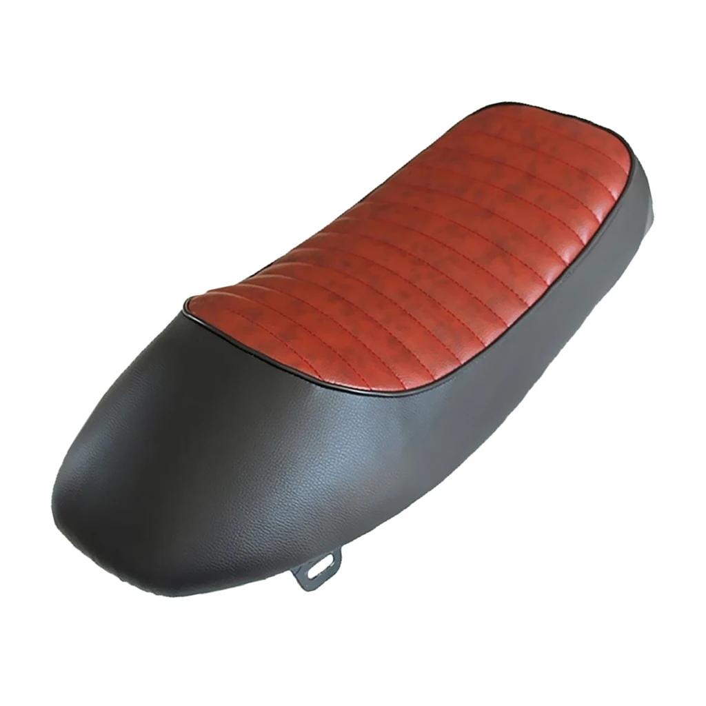 Motorbike Cafe Racer Motorcycle Hump Styling Saddle Seat Waterproof Black & Brown-Red
