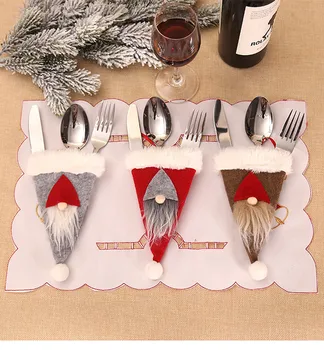 

Christmas Xmas Decor Snowman Kitchen Tableware Holder Pocket Cutlery Bag 10pcs Accessories Family Christmas Decoration Ornament