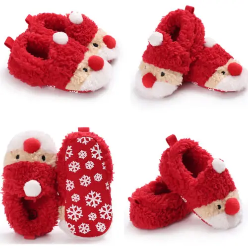 Focusnorm Christmas Baby Girl Boy Snow Boots Winter Half Boots Infant Kids New Soft Bottom Shoes