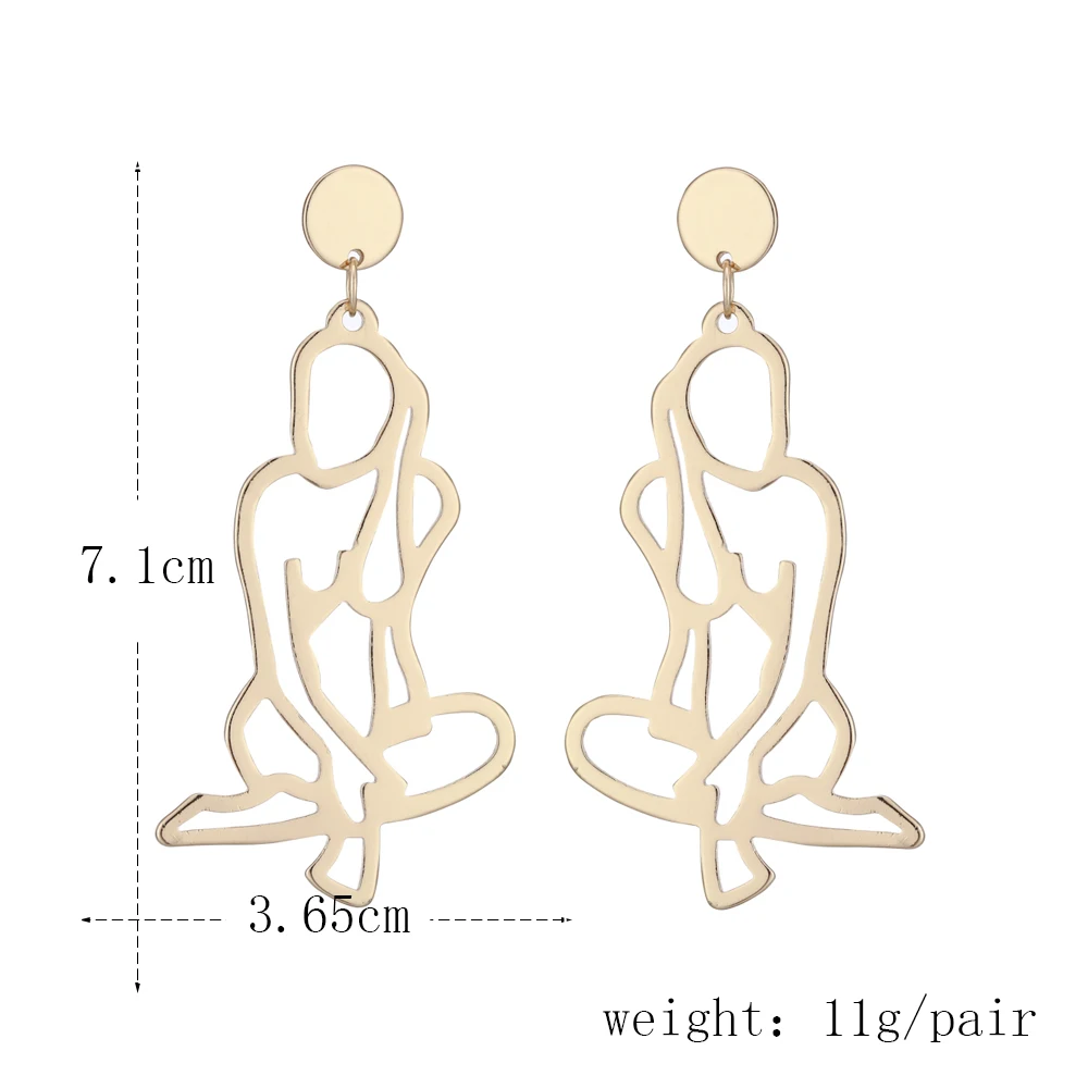 VG 6YM New Fashion Punk Style Gold Color Metal Body Hollow Out Drop Earrings for Women Girl Wedding Jewelry Gifts drop earrings long earrings golden earrings