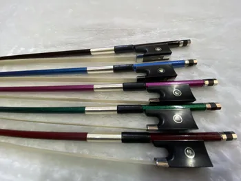 

Free shipping 1set/5 pcs of 4/4 red or blue or pink or coffee or green Carbon Fiber Violin Bow Well Balance Horse Hair