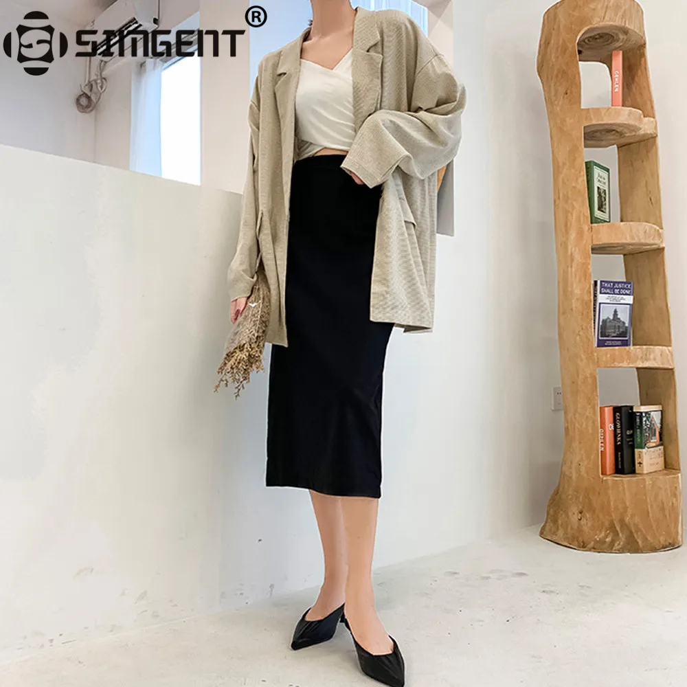 Simgent, женские блейзеры, женские, осень, хлопок, линия, плед, плазер, повседневные, свободные, куртки, женская верхняя одежда, женская одежда, SG98135