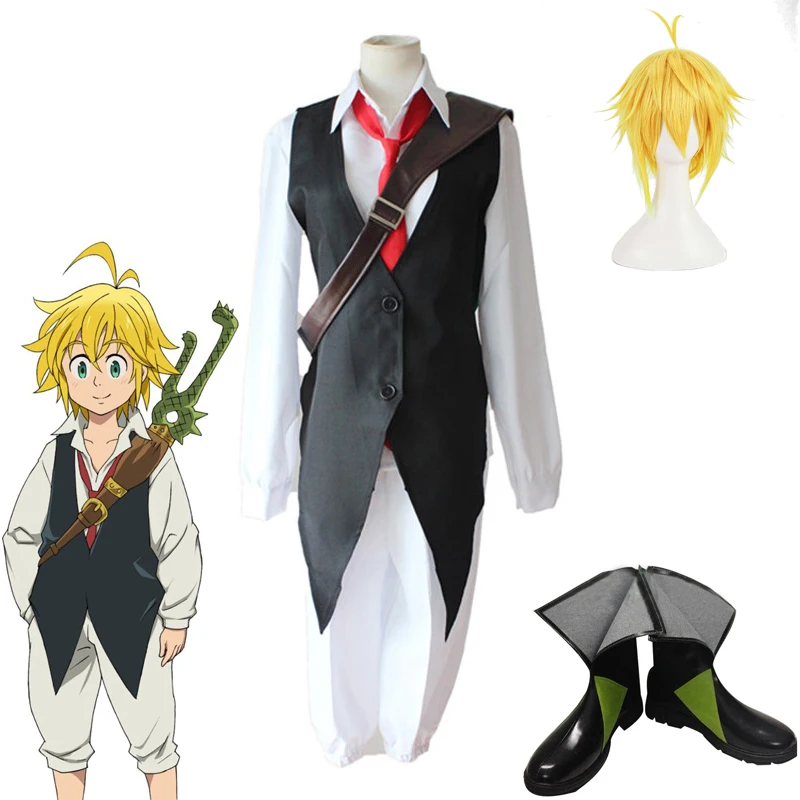 

Anime The Seven Deadly Sins Meliodas Cosplay Costumes Dragon's Sin of Wrath Role Play Costume Uniform Wig Full Set Halloween