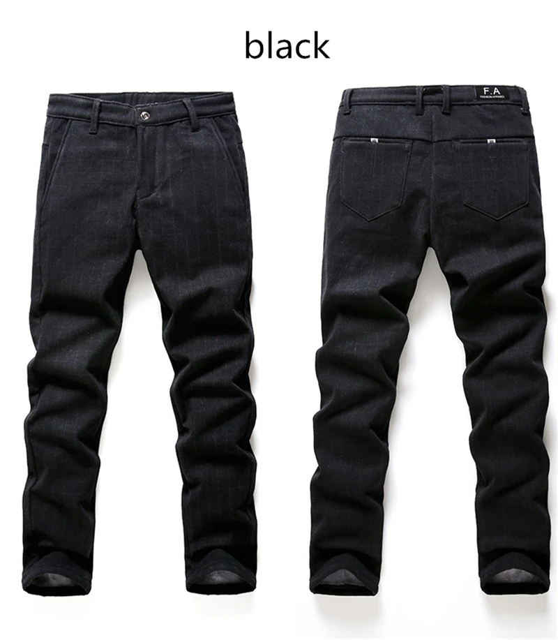 Mens Winter Slim Straight Velvet Pant Men New Fashion Men Casual Thick Fleece Pants Male Business Trousers Plaid Warm Pants,638