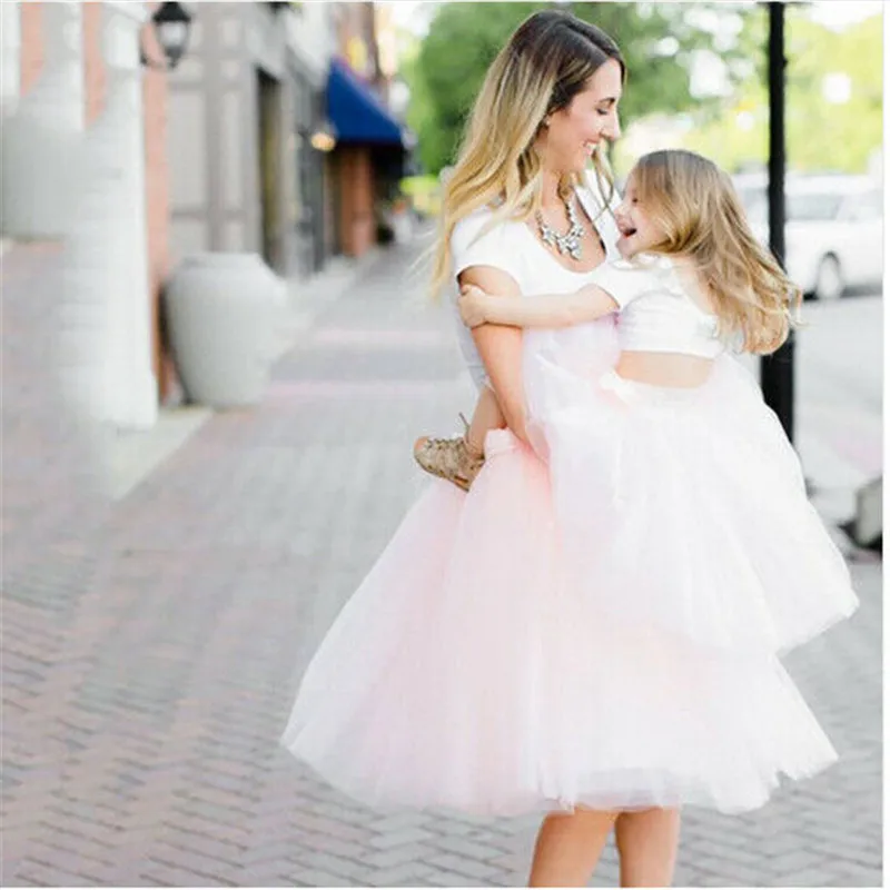 

Family Matching Skirts Solid Elegant Women Kids 7 Layers Tulle Tutu Skirt Mother Daughter Princess Party Ballet Tutu Dance Skirt
