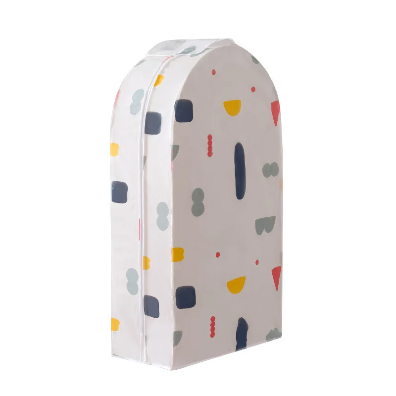 Dust Cover For More Clothes Geometric Floral Pattern Coat Suit Household Hanging Pocket Dustproof Moistureproof Breathable Case