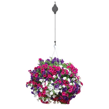 

1 Pair Retractable Pulley Hanging Flower Basket Hook Pull Down Hanger for Garden TB Sale