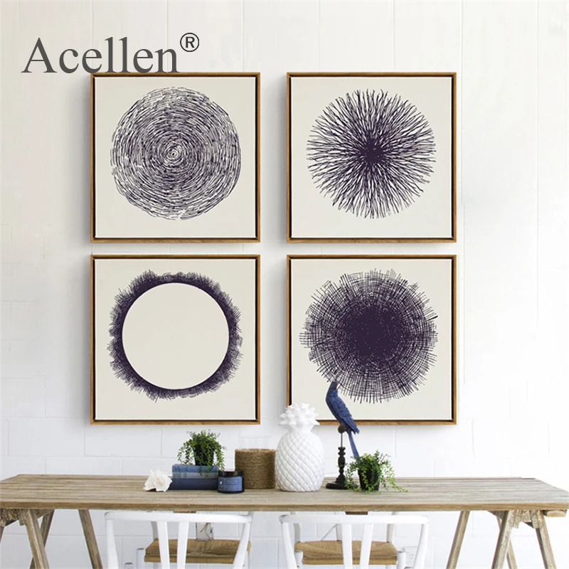 

Nordic Canvas Painting Abstract Square Posters Round Graphics Solid Hollow No Frame Simple Modern Style for Bedroom Painting Art