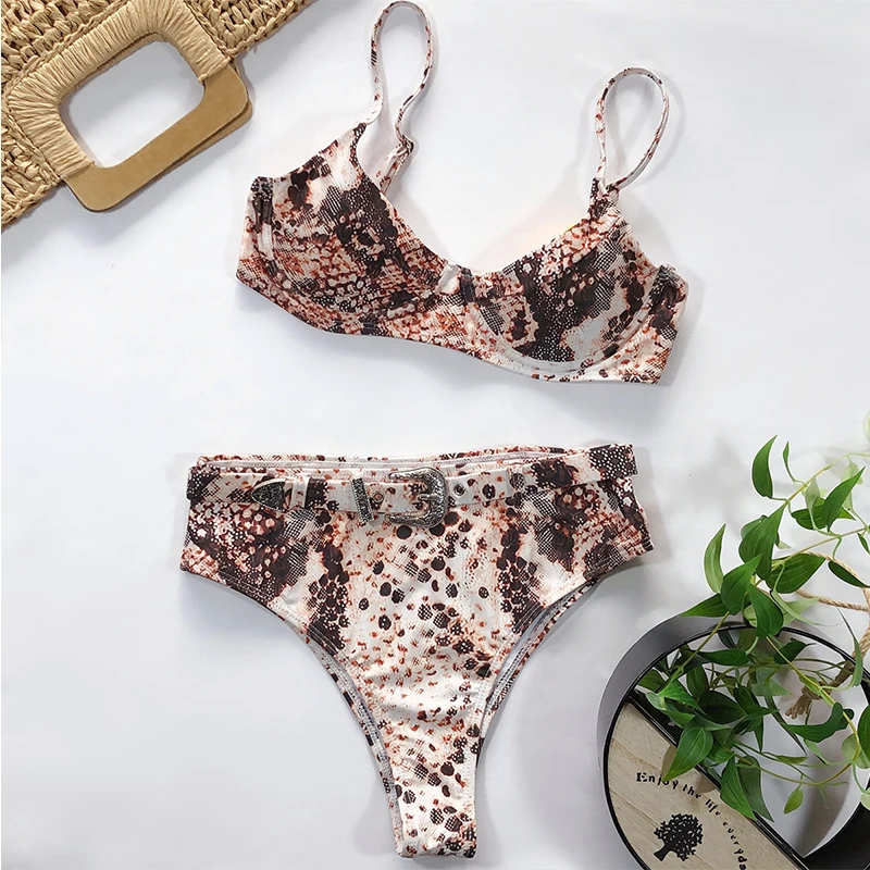 Сексуальный купальник Misswim со змеиным принтом, женский бикини с поясом, набор, купальник с высокой талией, женский летний купальник, женский купальник, новинка