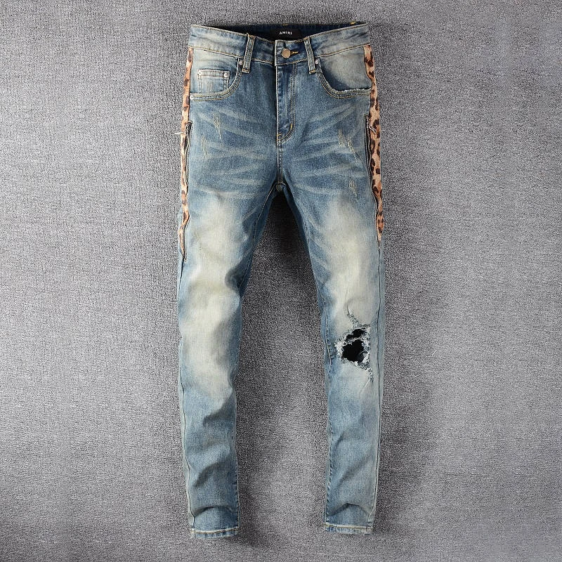 2021 nuevo diseño de Amiri Denim Jeans agujeros Pantalones vaqueros Biker Vaqueros COOLGUY vaqueros pantalones de los hombres 633|Pantalones vaqueros| -