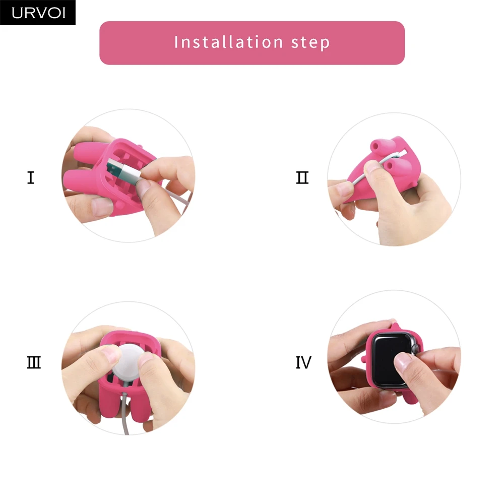 Держатель URVOI для apple watch series 5 4 3 2 1 Подставка часов с функцией ночника силиконовая