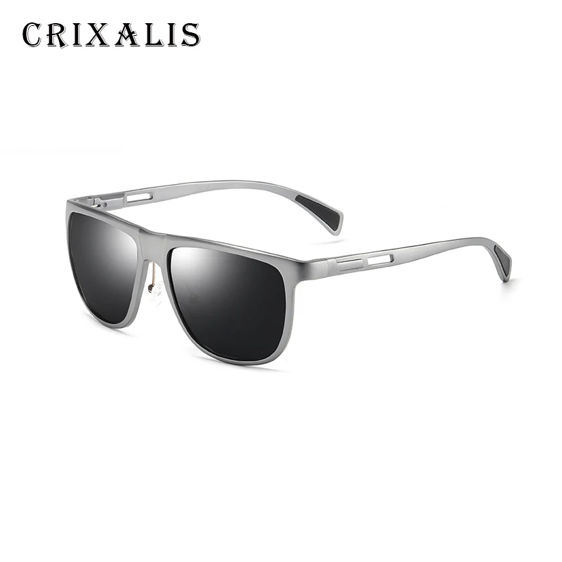 C2 SILVER CRIXALIS, классические мужские поляризованные солнцезащитные очки, Ретро стиль, квадратные солнцезащитные очки, зеркальные, алюминиевая оправа, очки UV400 - Цвет линз: C2 SILVER