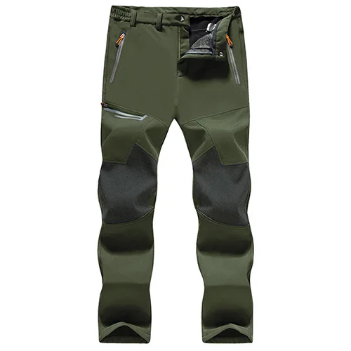 Army Green WOLFONROAD уличные брюки мужские Зимние флисовые походные брюки флисовые походные треккинговые брюки водонепроницаемые лыжные брюки - Цвет: Army Green