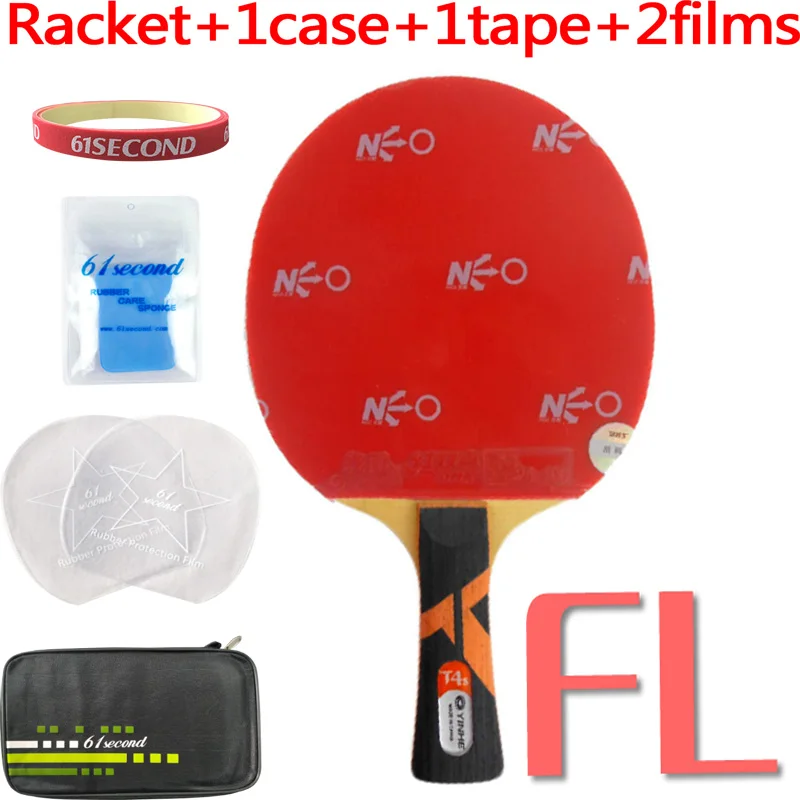 FL with 1 case Galaxy YINHE T4s с 2x DHS NEO Hurricane 3 резинки для ракетки Shakehand длинной ручкой FL - Цвет: FL with 1 case