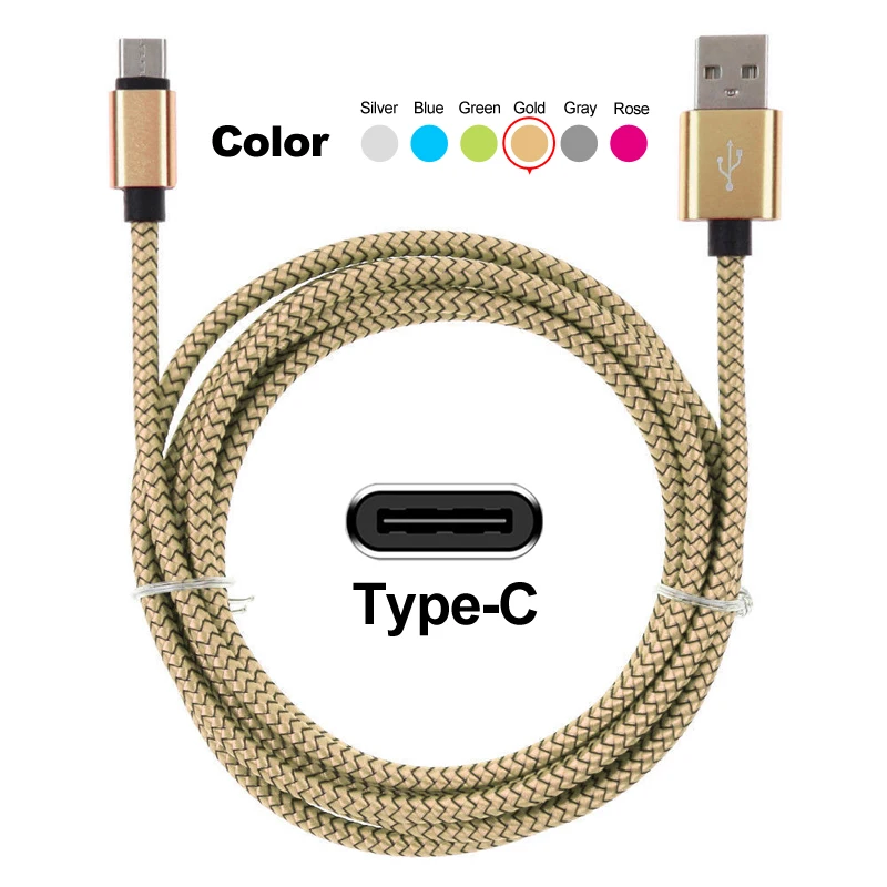 gold Usb type C кабель быстрого зарядного устройства для huawei P10 P20 P30 Pro samsung S9 S10 USB C кабель 3,1 зарядный шнур для Xiaomi mi 6 8 A2 mi x 2 - Цвет: gold
