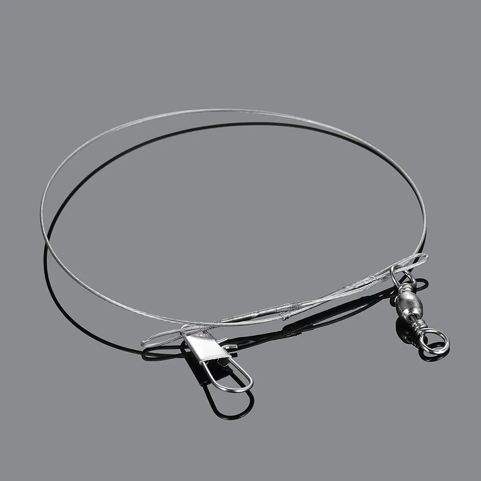 20PCS Anti Bite Steel Fishing Line Steel Wire Leader With Swivel Fishing Accessory Lead Core Leash Fishing Wire 15CM-40CM
