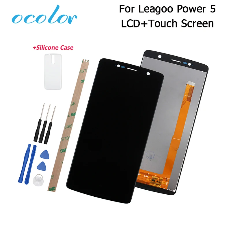 

ocolor For Leagoo Power 5 LCD Display and Touch Screen Digitizer Assembly With Tools +Adhesive +Silicone Case For Leagoo Power 5