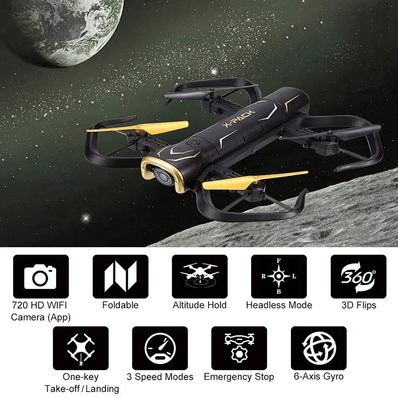 Attop Xt-Pack 5 720P Wifi Rc Квадрокоптер Дрон Fpv Rc Дрон с камерой живое видео и Gps возврат домашний Квадрокоптер с гравитацией Se