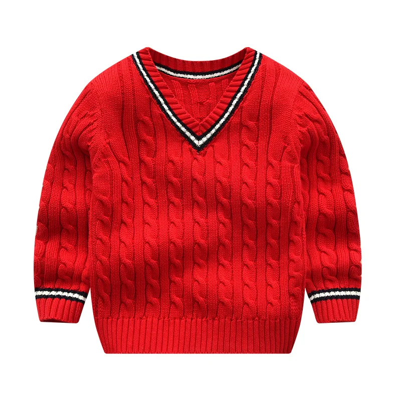 baby boys sweaters autumn winter European and American children's sweaters ins thickened knitted sweater - Цвет: red