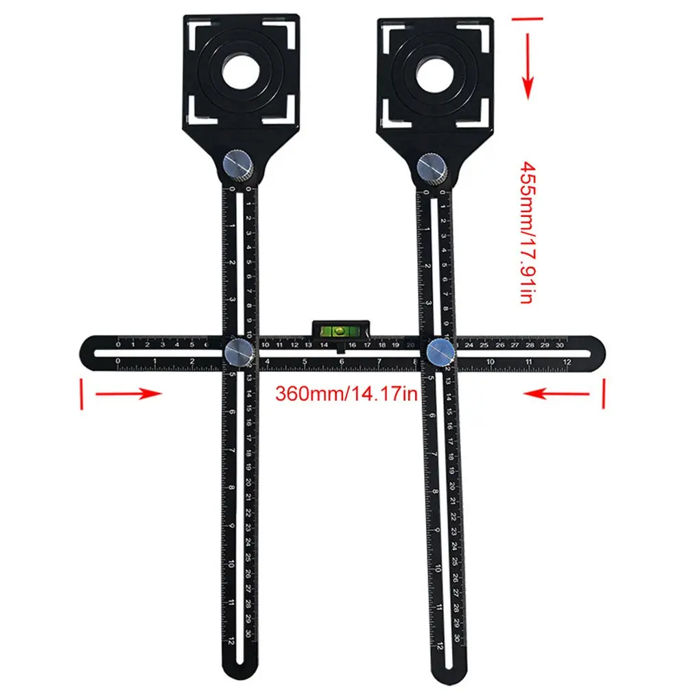 Double Head Folding Ruler Tile Hole Locator Universal Adjustable Masonry Glass Fixed Perforated Hand Tool