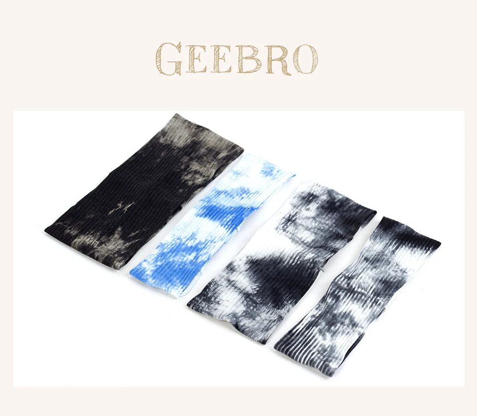 Geebro Bohemia Tie Dye плоская эластичная повязка на голову для женщин цветные аксессуары для смешивания тюрбан Обертывания Женская модная резинка для волос головной убор