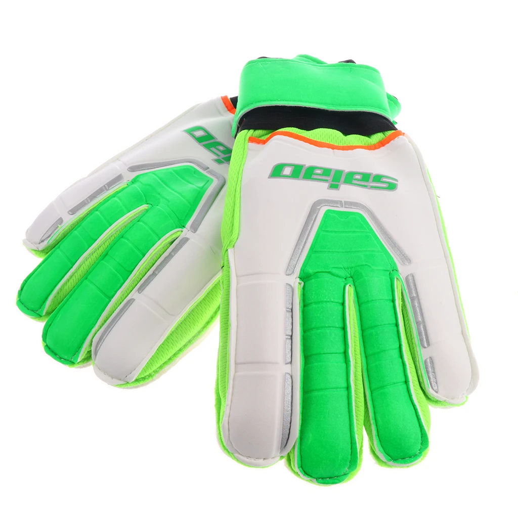 Fluorescent Green Противоскользящие Дышащие футбольные Вратарские вратарские перчатки для молодежи и подростков, красные, синие, флуоресцентные, зеленые - Цвет: Fluorescent Green