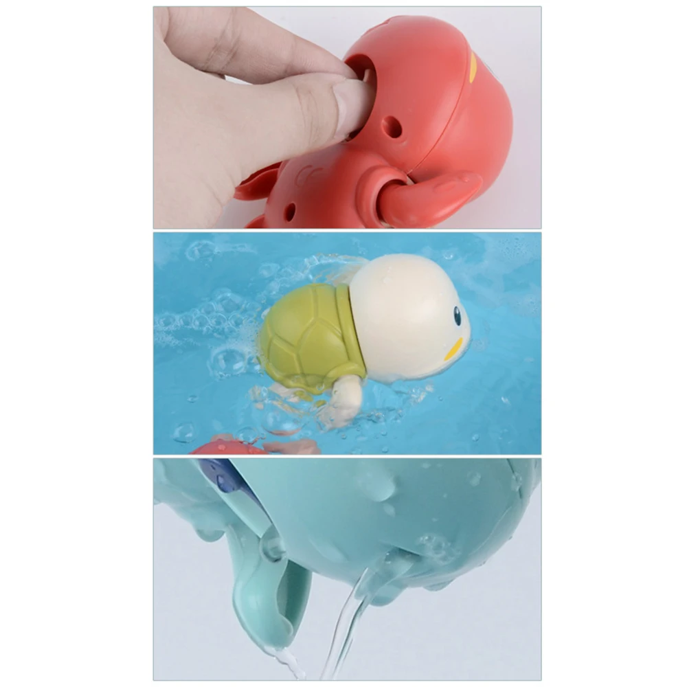 1 PCS Cute Cartoon Animal Tortoise Classic Baby Water Toy Infant Swim Turtle Wound up Chain 5