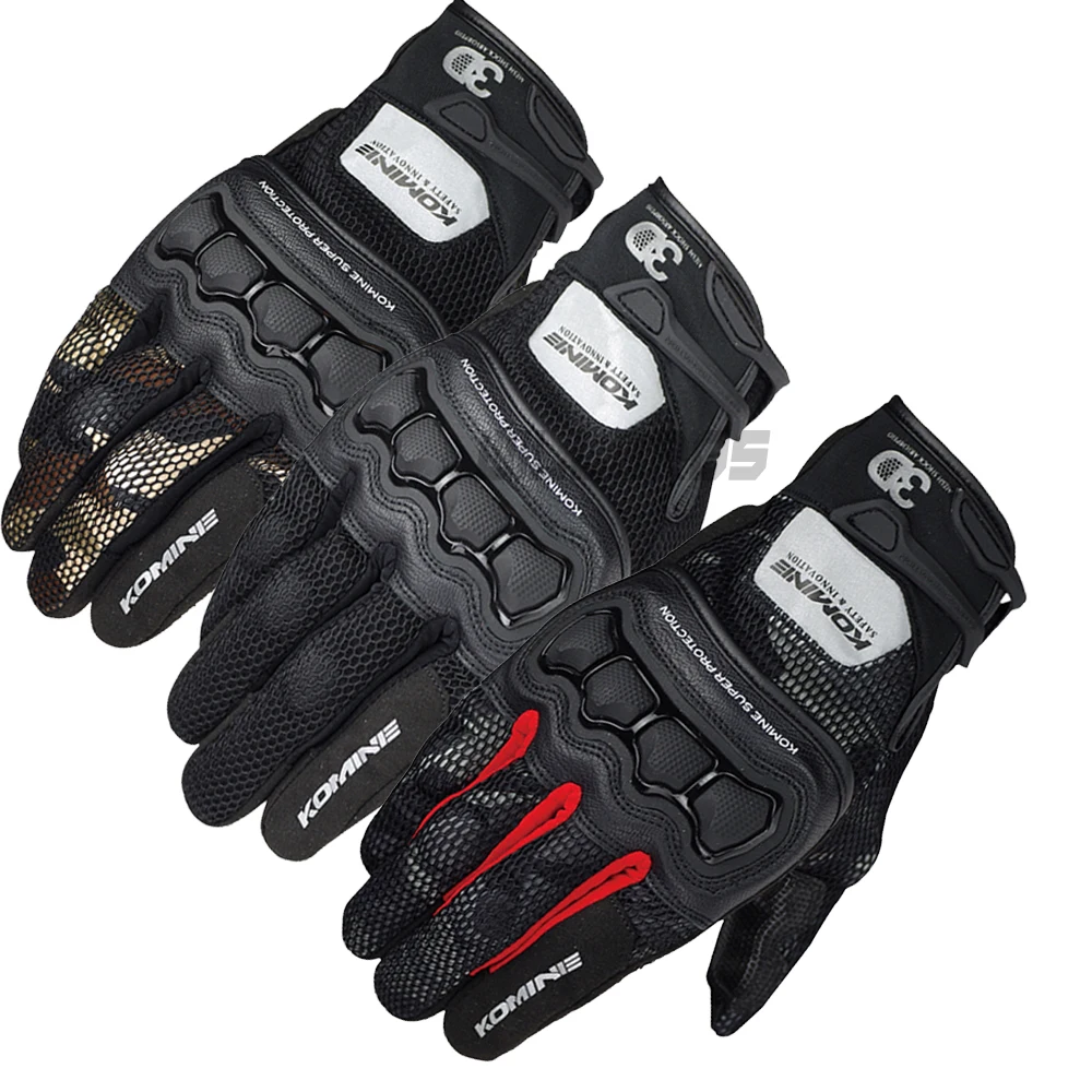 Black Red Komine GK 215 Summer 3D Mesh Glove Motocross MTB Bike Off-road Gloves