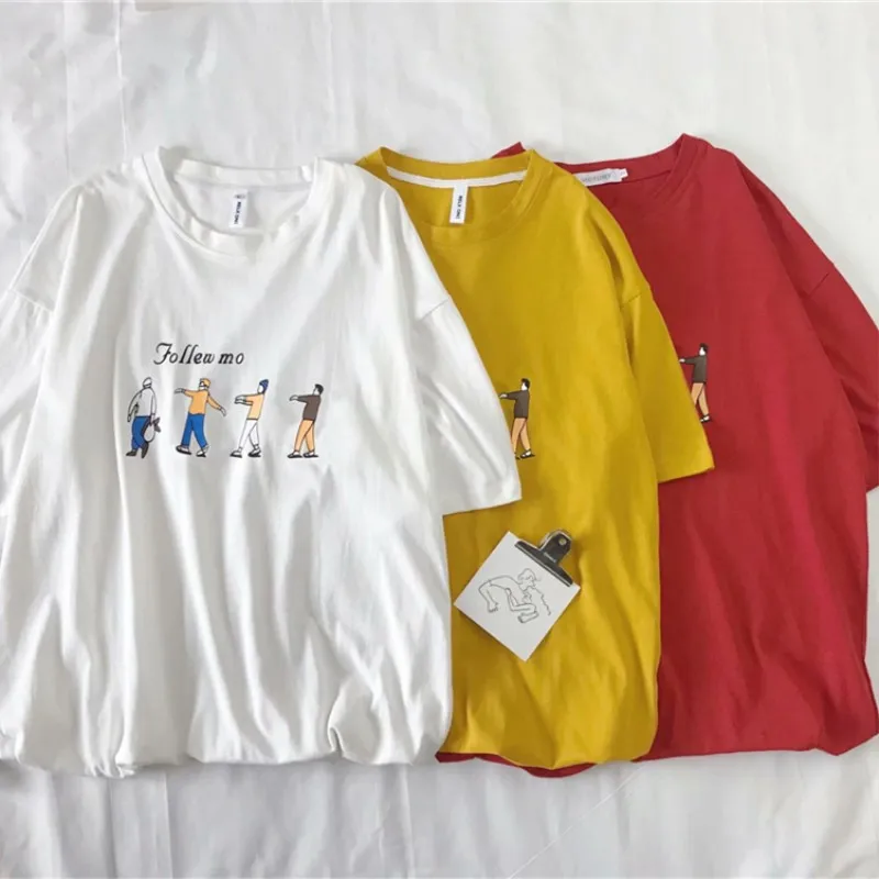 

2019 New Style Harajuku Couple Clothes Short Short Sleeve T-shirt Men's INS Trend Students Business Attire Half Sleeve Loose-Fit