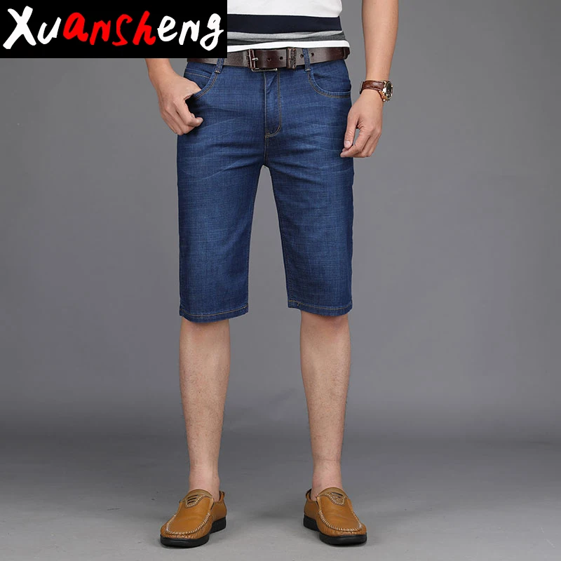 Стрейчевые джинсовые шорты брюки с пятью точками новые летние тонкие классические прямые мягкие брендовые бриджи брюки с пятью точками
