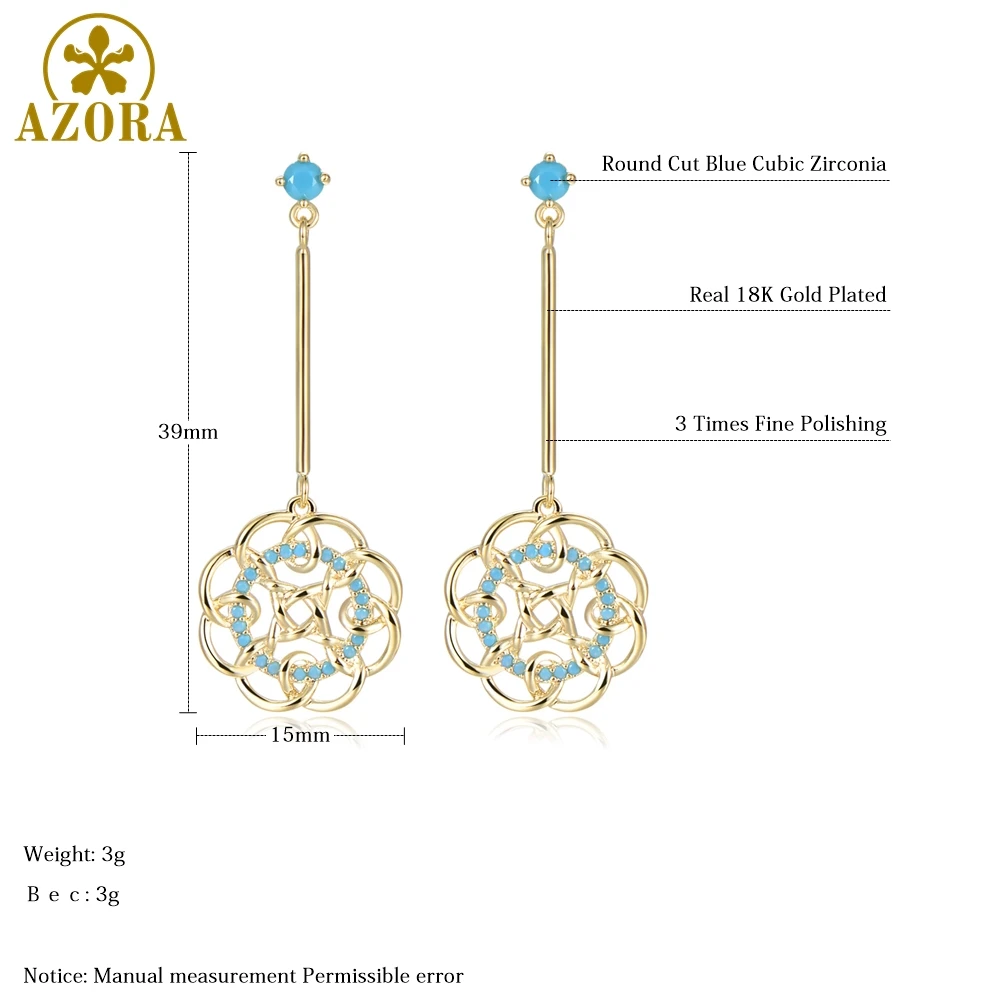 AZORA Vintage Design Unique Delicate Cubic Zircon Hollow Flower Drop Earrings for Women Bridal Wedding Fashion Jewelry TE0406 AZORA Vintage Design Unique Delicate Cubic Zircon Hollow Flower Drop Earrings for Women Bridal Wedding Fashion Jewelry TE0406