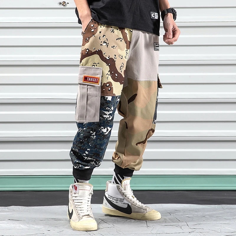

iiDossan 2020 Patchwork Men Cargo Pants Men Multi-Pocket Joggers Pants Military Overalls Japanese Harajuku Streetwear Trousers