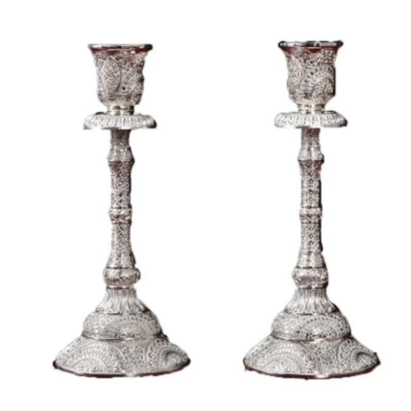 Европейский металлический подсвечник атмосферный подсвечник ремесла одна голова Стенд Свадебный центр подсвечник 50xx82 - Цвет: Sliver