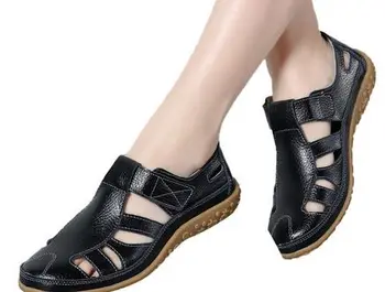 

YEELOCA 2020 Summer Genuine Leather Handmade Ladies Shoe a001 Leather Sandals Women Flats Retro XR34