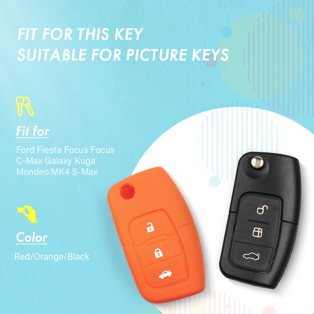 Силиконовый чехол KEYYOU для автомобильного ключа с 3 кнопками Ford Fiesta Focus 2 Ecosport Kuga