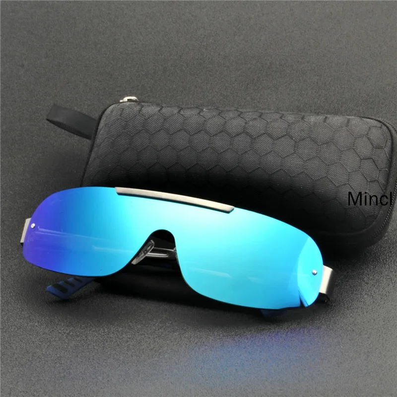 Polarized Oversize Windproof Sunglasses For Women Luxury Brand Rimless One Piece Big Sun Glasses Men Shield Sunscreen Shades FML
