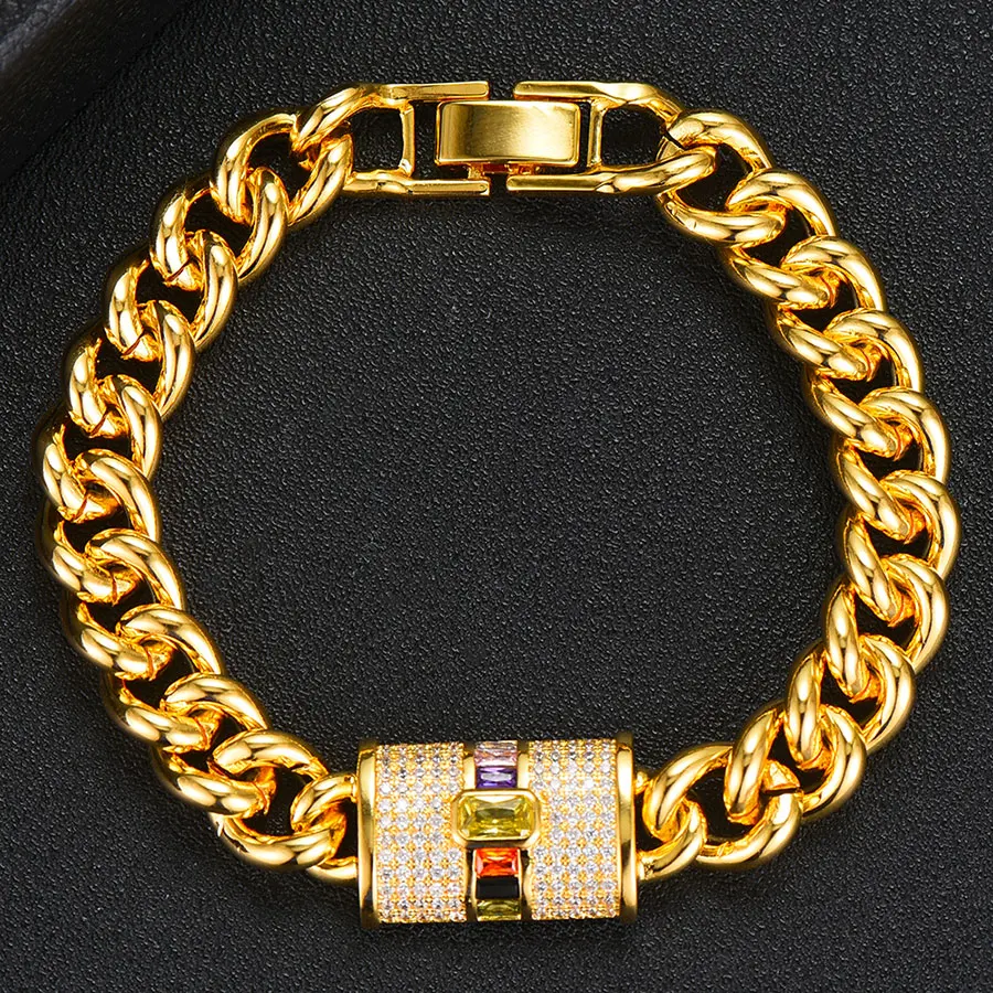 H020B GOLD GODKI, роскошный массивный браслет для женщин, Свадебный, полный кубический циркон, Кристалл CZ, Дубай, серебряный браслет, вечерние ювелирные изделия - Окраска металла: H020B GOLD