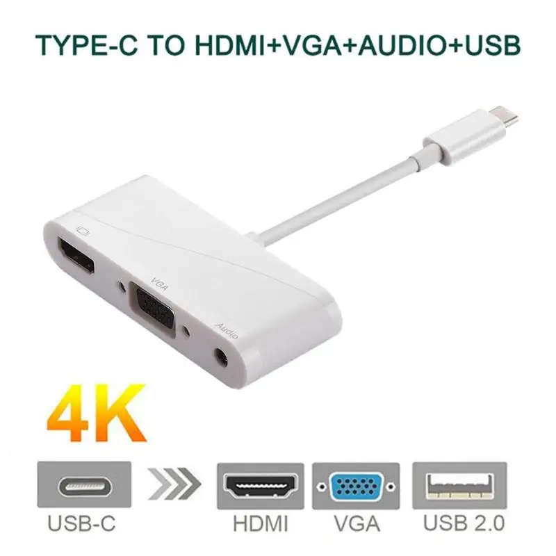 3 в 1 USB-C концентратор к USB HDMI VGA 3,5 мм аудио адаптер для ноутбука Macbook Google с широким спектром применения простота