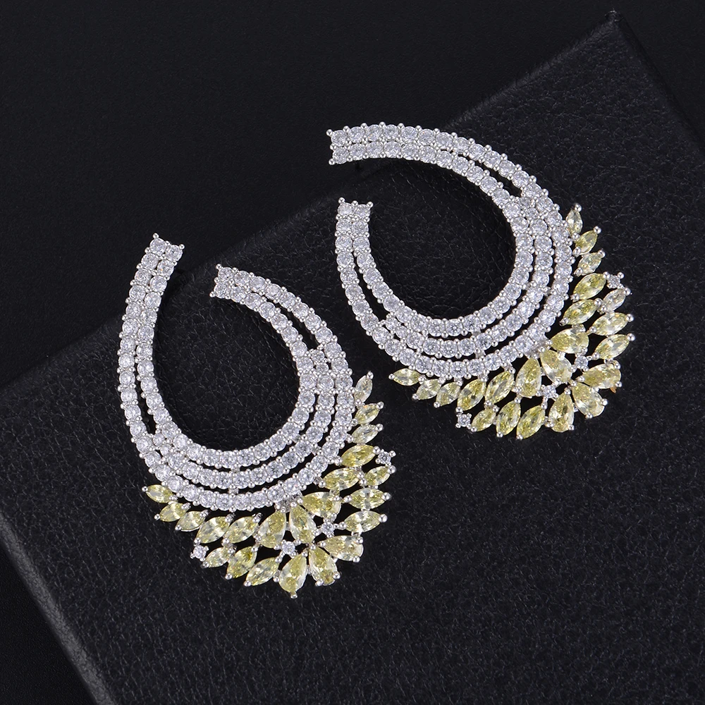 LARRAURI Luxury Zircon Crystal CZ Crystal Stud Earrings For Women Wedding DUBAI Bridal Earrings boucle d'oreille femme