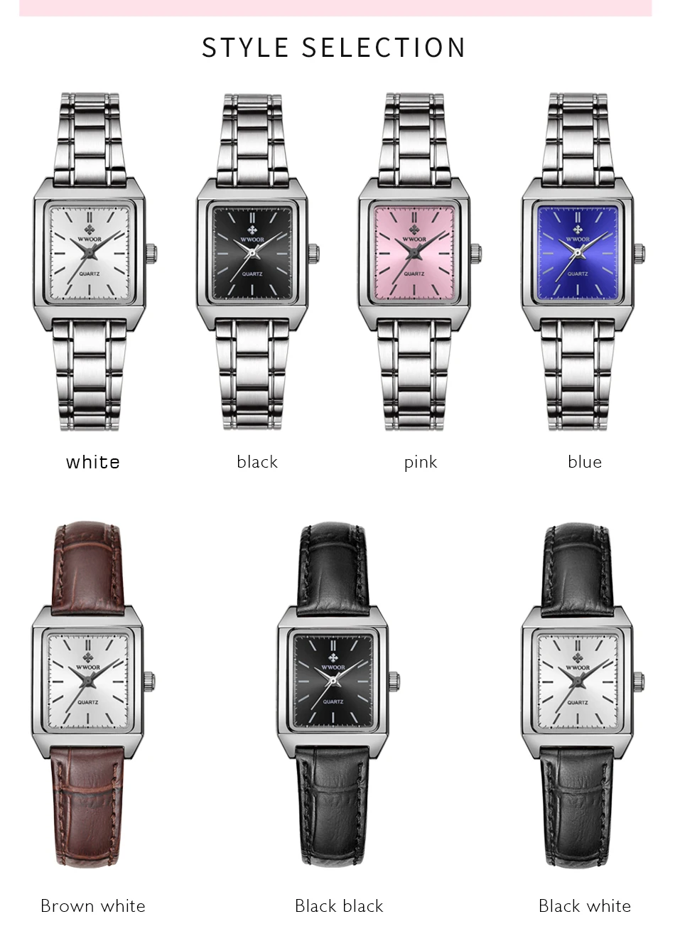 WWOOR Casual Square Women Watches Ultra Thin Small Female Quartz Watch Full Stainless Steel Ladies Wrist Waches Relogio Feminino