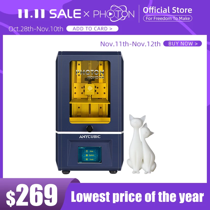 3d Printer Anycubic Photon Mono SE 6.082K Monochrome LCD High Speed Resin 3d Printer Support APP Remote Control impresora 3d