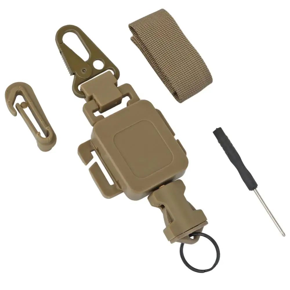 2 In 1 Outdoor Anti-theft Telescopic Buckle Tactical Lightweight Pouch & Keychain Holder EDC Retractable Spring Rope