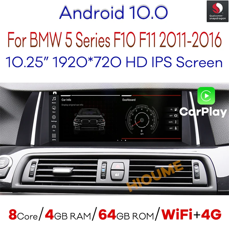 Android 10 0 Автомобильный мультимедийный плеер для BMW 520i 525i 528i F10 F11 2011 2017 с BT WIFI 4G LTE GPS