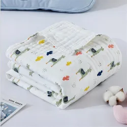 Manta de muselina de algodón para bebé, Toalla de baño para bebé, 6 capas