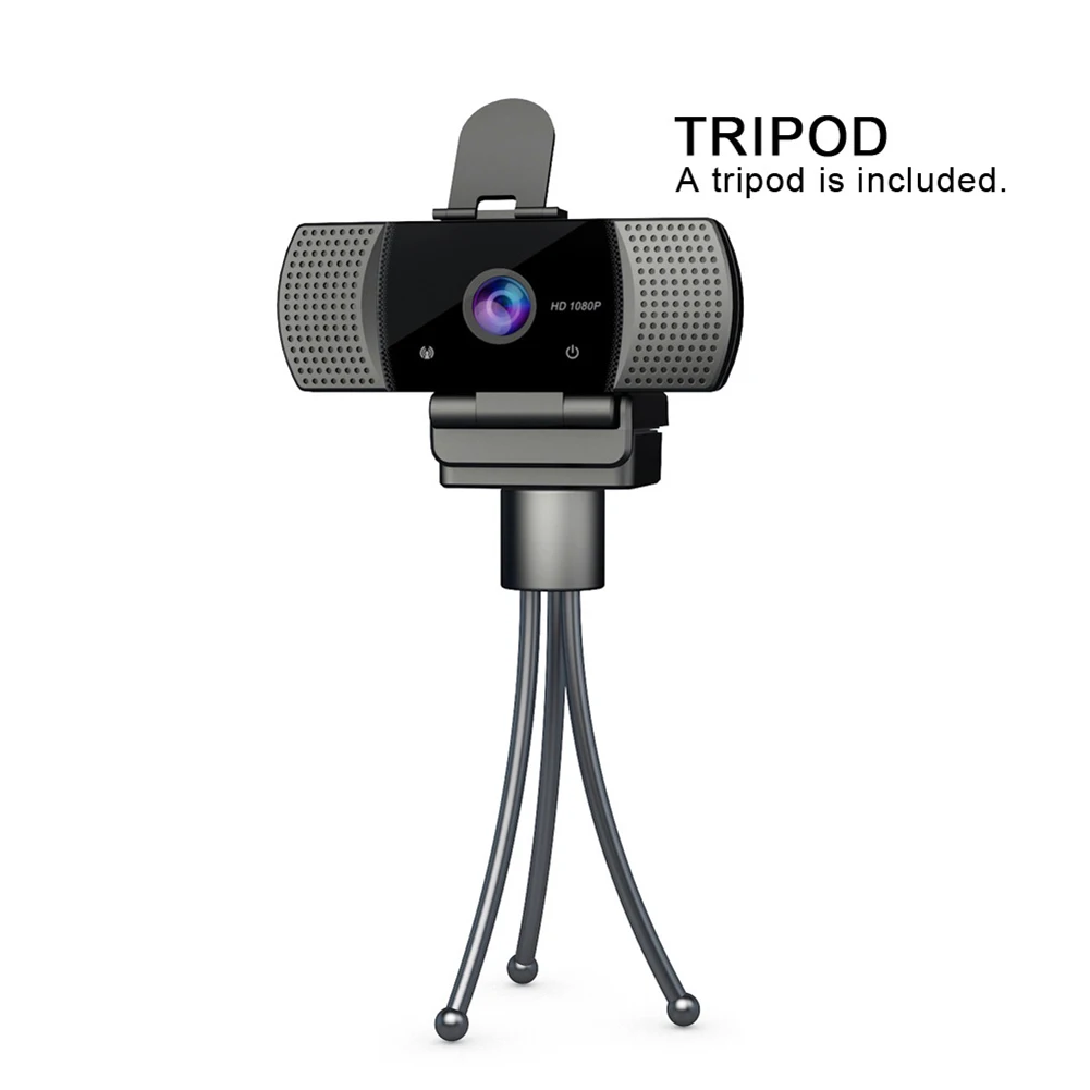 

Desktop Full HD 1080p 2MP Webcam Built-in Microphone USB 2.0 Connector USB Web Camera 30fps with Privacy Shutter + Tripod