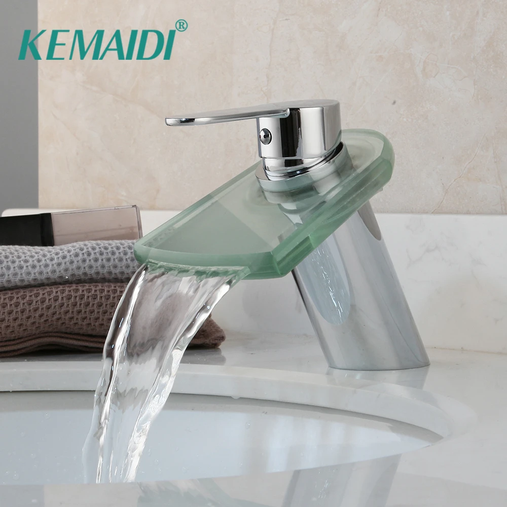 Kemaidi Transparent Glass Waterfall Wash Basin Tap 1 Handle Bathroom Chrome Deck Mount Sink Vessel Tap Mixer Faucet Basin Faucets Aliexpress