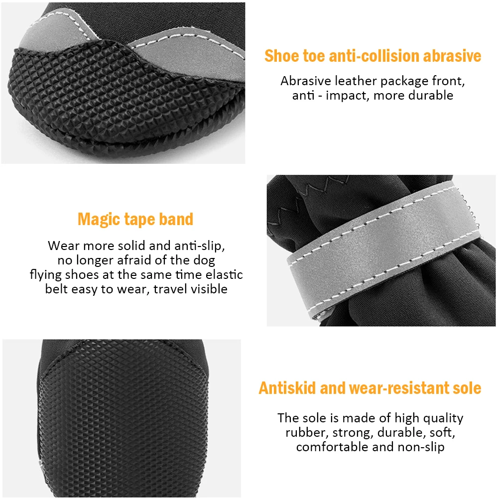 4 шт./компл. зимнего теплого сна питомца собаки обувь Водонепроницаемый сапожки против дождя и снега, анти-скольжение утолщенный Защитная Обувь для собак на открытом воздухе Светоотражающие Собака Сапоги