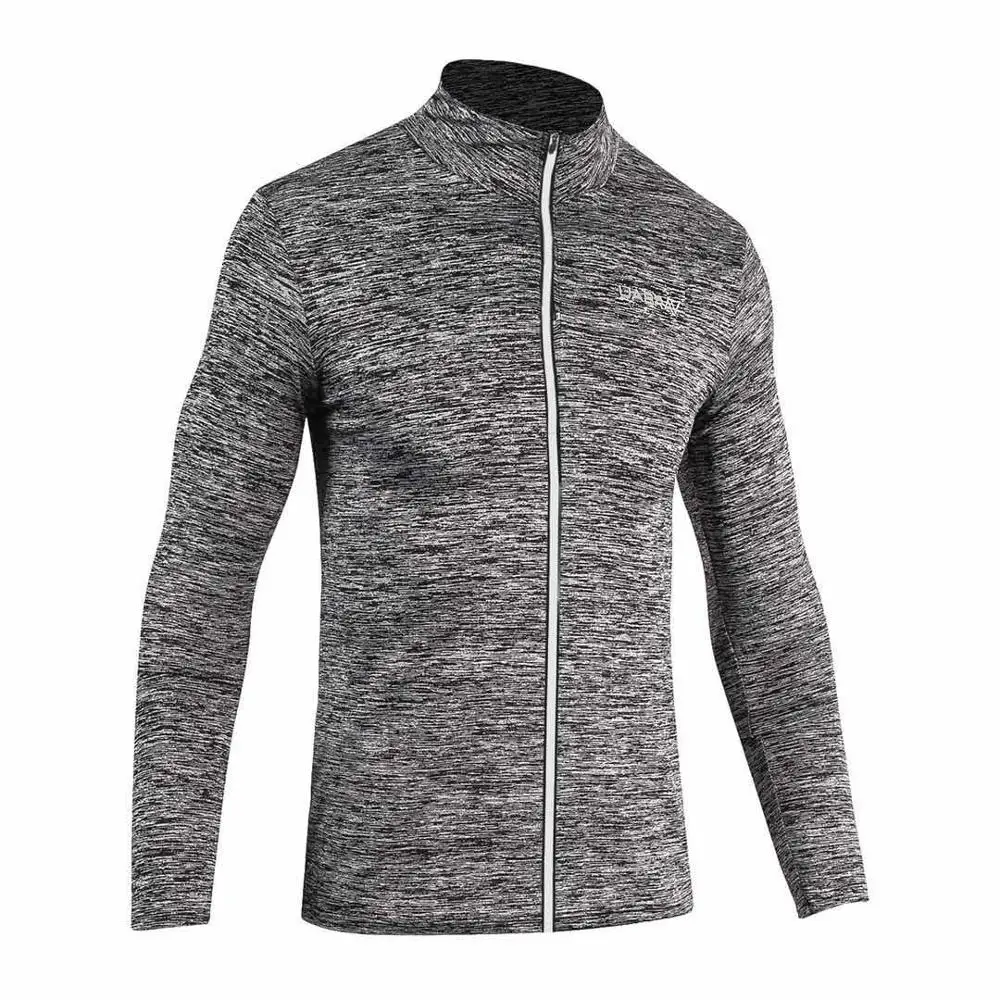 Осенняя куртка для бега с длинным рукавом, мужская уличная спортивная куртка, верхняя тонкая спортивная одежда для спортзала, мужская куртка на молнии для фитнеса - Цвет: gray
