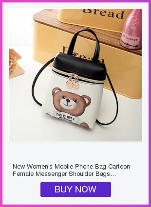 New Women's Mobile Phone Bag Cartoon Female Messenger Shoulder Bags Crossbody Cute Fashion Leather Bags Mini Bear Handbags